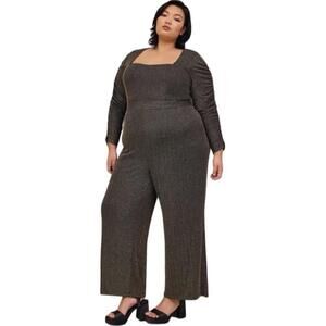 Torrid Gold Black Glitter Knit Jumpsuit Size 20